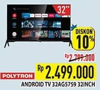 Promo Harga Polytron Smart Android TV 32 inch PLD 32AG5759  - Hypermart