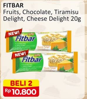 Promo Harga Fitbar Makanan Ringan Sehat Fruits, Chocolate, Tiramisu Delight, Cheese Delight 20 gr - Alfamart