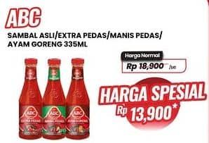 Promo Harga ABC Sambal Asli, Extra Pedas, Manis Pedas, Ayam Goreng 335 ml - Carrefour