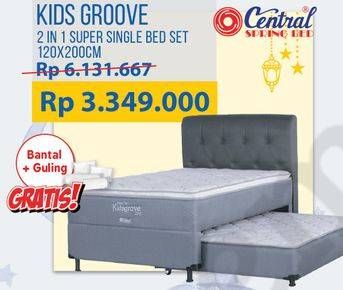 Promo Harga CENTRAL SPRING BED Kids Groove 2 in 1 Bed Set 120x200cm  - Courts