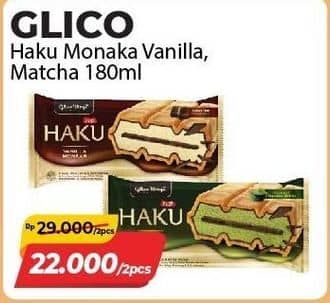 Promo Harga Glico Haku Vanilla Monaka, Matcha Monaka 180 ml - Alfamart