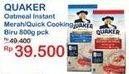 Promo Harga Quaker Oatmeal Instant, Quick Cooking 800 gr - Indomaret