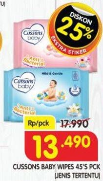 Promo Harga Cussons Baby Wipes 50 sheet - Superindo