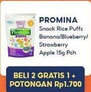 Promo Harga PROMINA Puffs Pisang, Blueberry, Strawberry Apple 15 gr - Indomaret