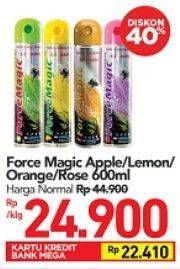 Promo Harga FORCE MAGIC Insektisida Spray Green Apple, Lemon, Orange, Rose 600 ml - Carrefour