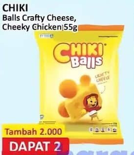 Promo Harga Chiki Balls Chicken Snack Crafty Cheese, Cheeky Chicken 55 gr - Alfamart