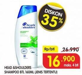 Promo Harga HEAD & SHOULDERS Shampoo Jenis Tertentu 160 ml - Superindo