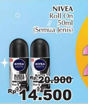 Promo Harga NIVEA MEN Deo Roll On All Variants 50 ml - Giant