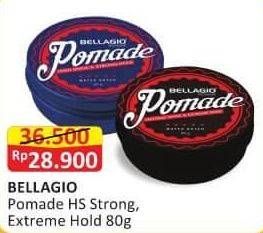 Promo Harga BELLAGIO HOMME Pomade High Shine Strong Hold Red, Natural Shine Extreme Hold Black 80 gr - Alfamart