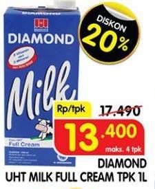 Promo Harga DIAMOND Milk UHT Full Cream 1000 ml - Superindo