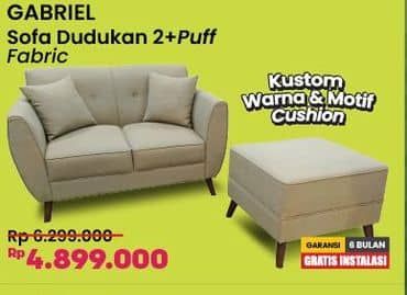 Promo Harga Courts Gabriel Sofa Dudukan 2 + Puff Fabric  - COURTS