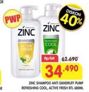 Promo Harga Zinc Shampoo Refreshing Cool, Active Fresh Lemon 680 ml - Superindo