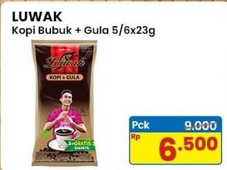 Promo Harga Luwak Kopi + Gula per 7 sachet 25 gr - Indomaret
