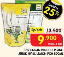 Promo Harga 365 Pencuci Piring Jeruk Nipis, Lemon 800 ml - Superindo