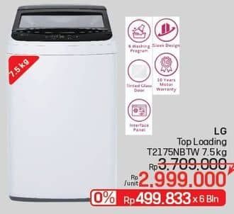 Promo Harga LG T2175VS2M | Mesin Cuci Top Loading 7.5kg  - LotteMart