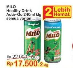 Promo Harga MILO Susu UHT All Variants per 2 kaleng 240 ml - Indomaret