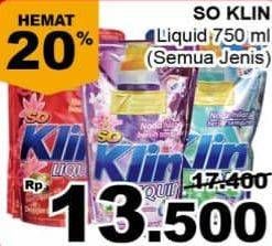 Promo Harga SO KLIN Liquid Detergent All Variants 750 ml - Giant