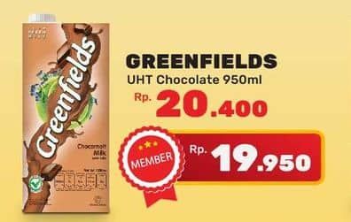 Promo Harga Greenfields UHT Chocolate, Choco Malt 1000 ml - Yogya