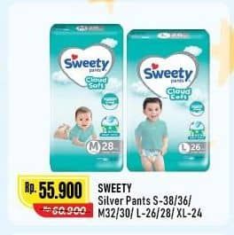 Promo Harga Sweety Silver Pants S38, S36, M32, M30, L26, L28, XL24 24 pcs - Alfamart