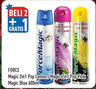 Promo Harga FORCE MAGIC Insektisida Spray 2in1 Pink, Blue, Lemon 600 ml - Hypermart
