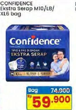 Promo Harga Confidence Adult Pants Slim & Fit Extra Absorb M10, L8, XL6 6 pcs - Indomaret