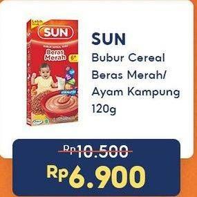 Promo Harga SUN Bubur Sereal Susu Beras Merah, Ayam Kampung Bayam 120 gr - Indomaret