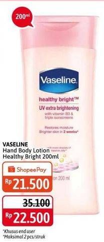 Promo Harga VASELINE Intensive Care Healthy White UV Lightening 200 ml - Alfamidi
