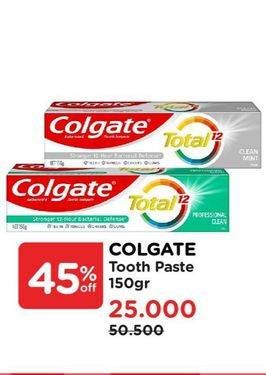 Promo Harga Colgate Toothpaste Total 150 gr - Watsons
