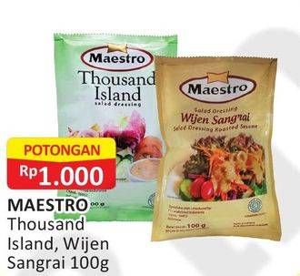 Promo Harga MAESTRO Salad Dressing Thousand Island, Wijen Sangrai 100 gr - Alfamart