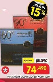Promo Harga DELICACAO Bali Chocolate 90%, 60%, 70%, 80% 4 pcs - Superindo