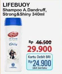 Promo Harga Lifebuoy Shampoo Anti Dandruff, Strong Shiny 340 ml - Alfamart