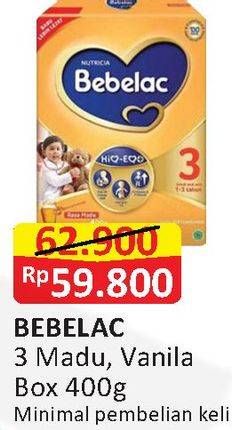 Promo Harga BEBELAC 3 Susu Pertumbuhan Madu, Vanila 400 gr - Alfamart