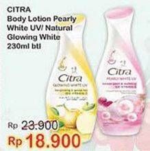 Promo Harga CITRA Hand & Body Lotion Pearly White UV, Natural Glowing White 230 ml - Indomaret