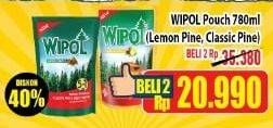 Promo Harga WIPOL Karbol Wangi Lemon Pine, Classic Pine per 2 pouch 780 ml - Hypermart