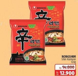 Promo Harga NONGSHIM Noodle Shin Ramyun Shrimp Flavor, Shin Ramyun Spicy Mushroom 120 gr - Lotte Grosir