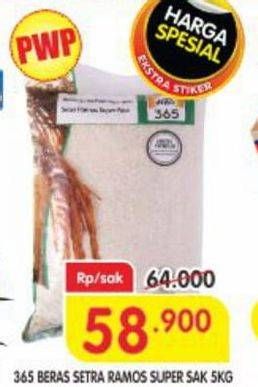 Promo Harga 365 Beras Setra Ramos Super 5000 gr - Superindo