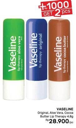 Promo Harga VASELINE Lip Therapy Cocoa Butter, Original, Aloe Vera 4 gr - Guardian