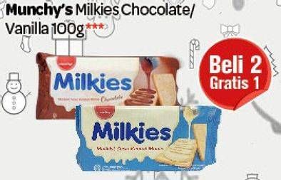 Promo Harga MUNCHYS Milkies Malkist Chocolate, Vanilla 100 gr - Carrefour