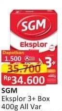 Promo Harga SGM Eksplor 3+ Susu Pertumbuhan Coklat, Madu, Vanila 400 gr - Alfamart