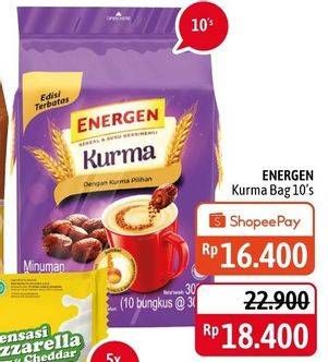 Promo Harga ENERGEN Cereal Instant Kurma per 10 sachet 30 gr - Alfamidi
