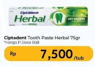 Promo Harga Ciptadent Pasta Gigi Maxi Herbal 75 gr - Carrefour