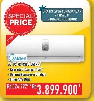 Promo Harga MIDEA MSBC-05CRN1 - AC 1/2PK  - Hypermart