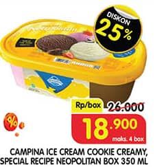 Promo Harga Campina Ice Cream Cookie Creamy, Neapolitan 350 ml - Superindo