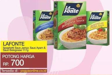 Promo Harga LA FONTE Spaghetti Instant Saus Jamur, Saus Ayam, Bolognese Sauce 117 gr - Yogya