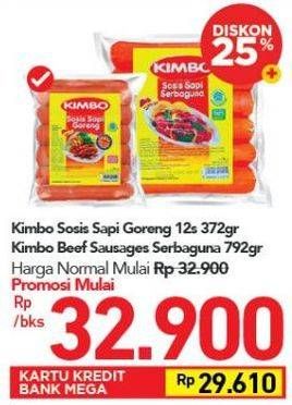 Kimbo Sosis Sapi Goreng 12s 372g, Kimbo Beef Sausages Serbagua 792g