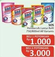 Promo Harga SOS Pembersih Lantai All Variants 750 ml - Alfamidi