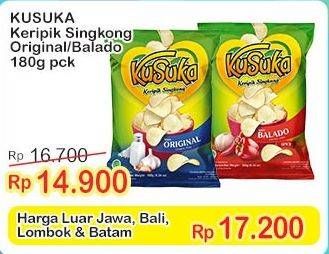 Promo Harga Kusuka Keripik Singkong Original, Balado 180 gr - Indomaret