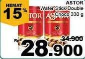 Promo Harga ASTOR Wafer Roll Double Chocolate 330 gr - Giant