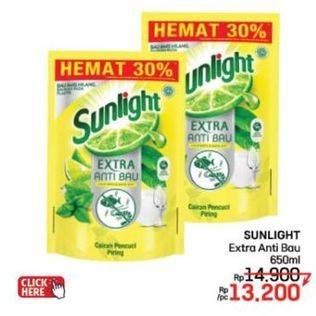 Promo Harga Sunlight Pencuci Piring Anti Bau With Daun Mint 650 ml - LotteMart