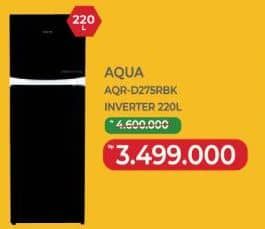 Promo Harga Aqua AQR-D275 Kulkas 2 Pintu Freezer Atas Hitam  - Yogya
